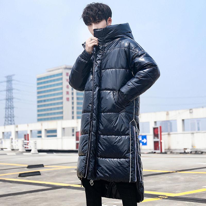 Fashion Trend Hooded Men's Down Jacket Autumn and Winter Plus Velvet Thick Warm White Duck Down Long Male Jacket