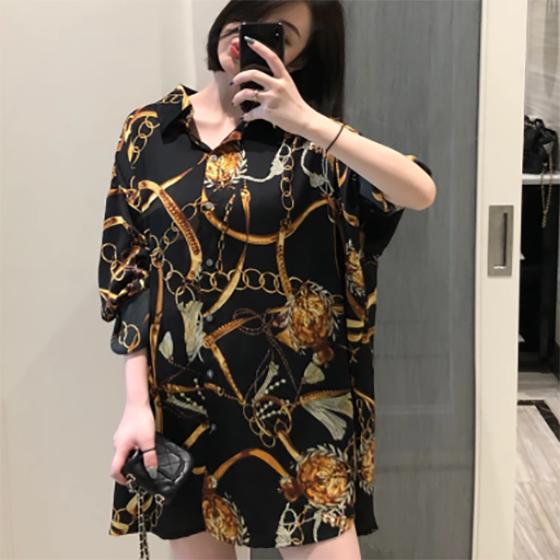 Women Spring Summer Tops Plus Size Casual Oversized Women Blouses Chiffon Blouse Three Quarter Sleeve Loose Tops Streetwear Shirts