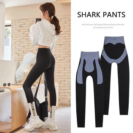 Women's Shark Skin Leggings Abdominal Hip Pants Suspension Pants High Waist Yoga Barbie Pants Fitness Running Sports Pants Jogging Casual Pants