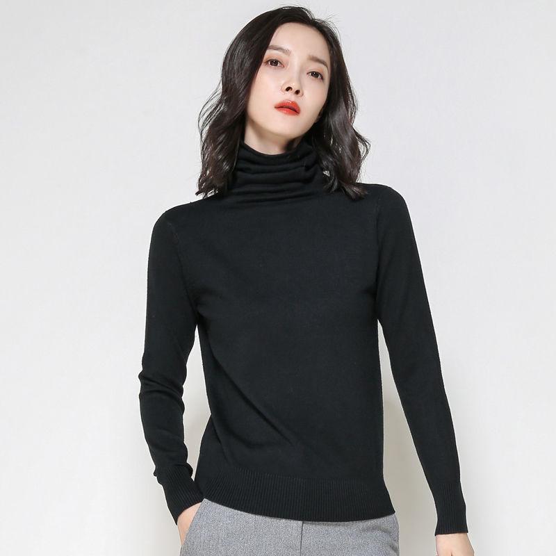 Cashmere Sweater 2019 Women's Autumn Winter Sweaters Pullover Turtleneck Solid Office Lady Slim Tops