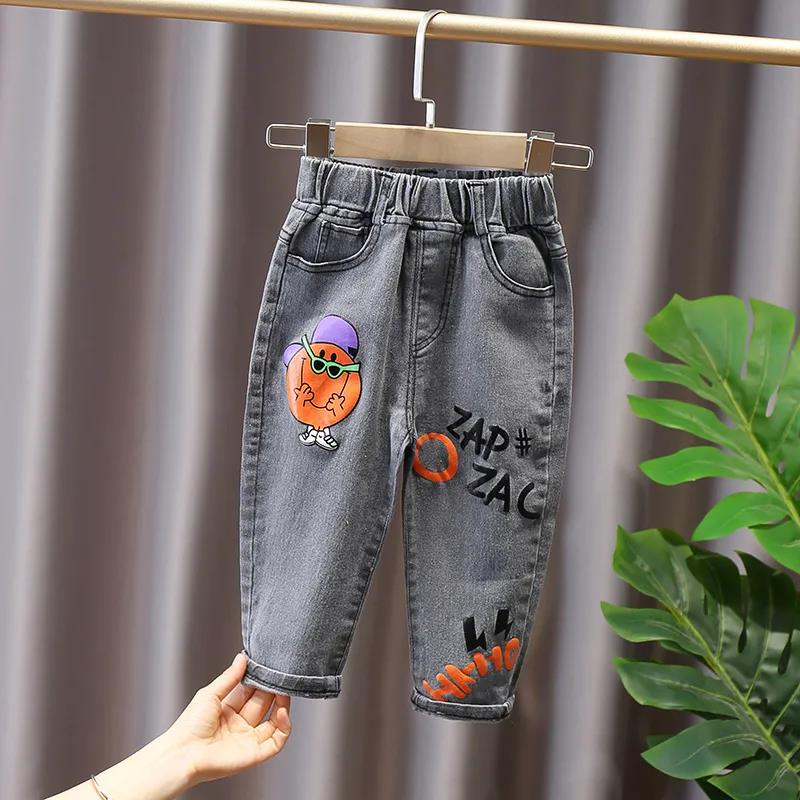 Children's Pants Summer Thin Jeans Korean Printing Letter Loose Boy Girl Jeans Leggings Casual Pants