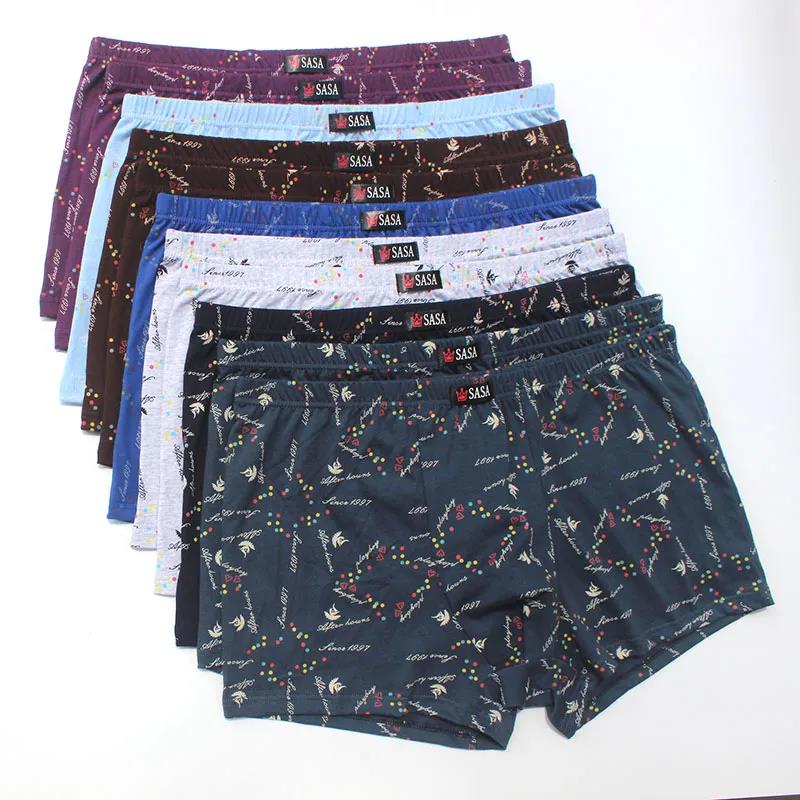 6 Packs of Pure Cotton Men's Underwear Mid-waist Loose Printed Boxer Shorts Young and Middle-aged Plus Size Boxer Shorts