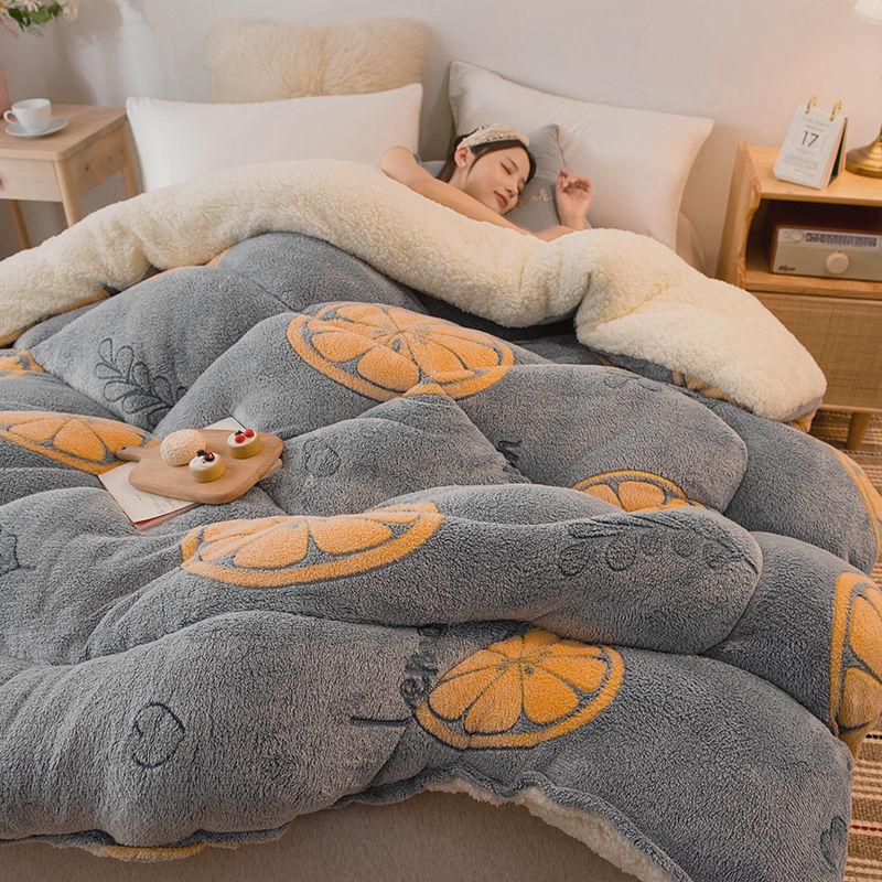 Bedspread Quilt Snow Fleece Winter Quilt Thicker Warmth Winter Student Dormitory Single Double Quilt Lamb Velvet Quilt