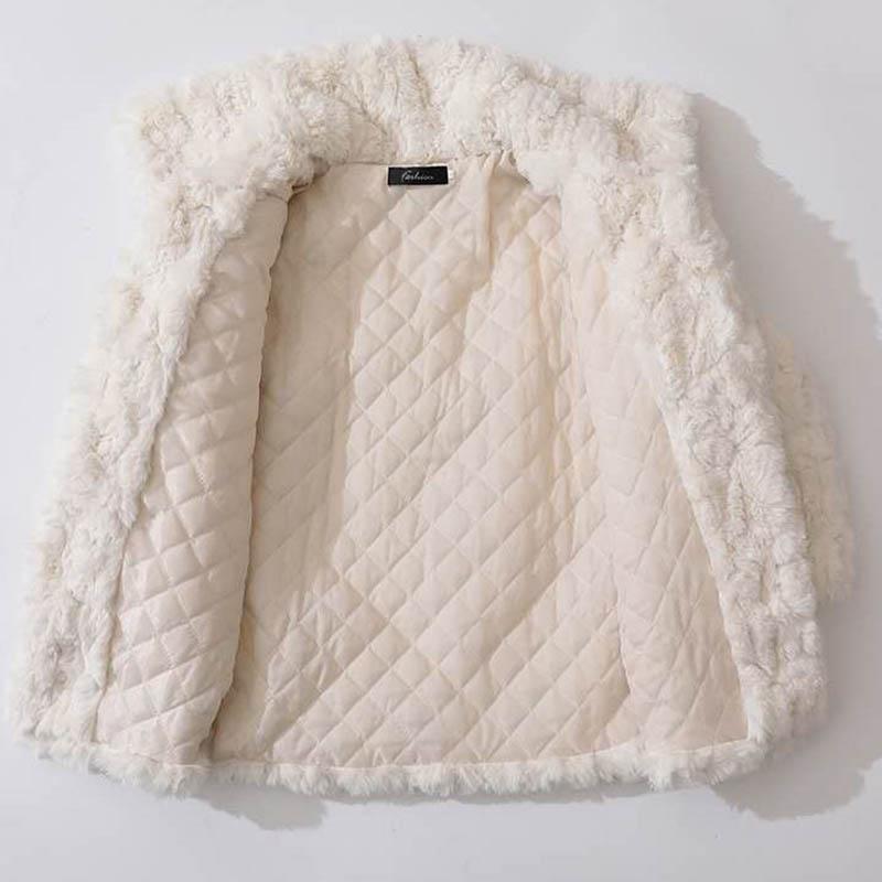 Autumn and Winter Cashmere Imitation Fur Coat Women Stand-up Collar Lazy Horn Buckle