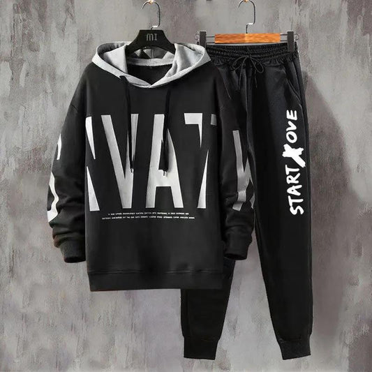 Spring Hooded Pullover Suit Men Casual Sweater and Pants Teen Student Clothing Sports Suit for Young