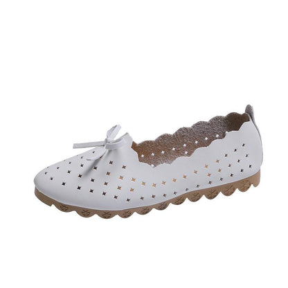 Women Flats Shoes Cut Out Leather Breathable Casual Driving Flat Women Boat Shoes Ladies