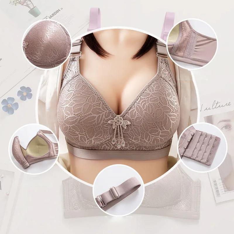 Antibacterial Genuine Large Size Thin Non-steel Ring Anti-sagging Gathered Non-magnetic Underwear Ladies Bra