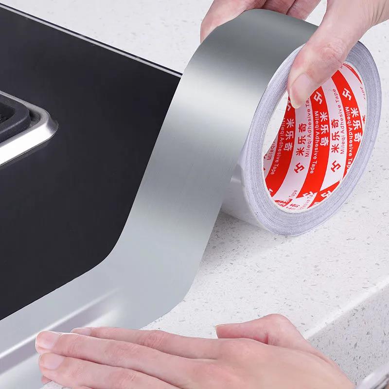 Kitchen High Temperature Resistant Aluminum Foil Gas Stove Beautiful Seam Sticker Waterproof Table Side Pool Sink Sticker Water-retaining Strip