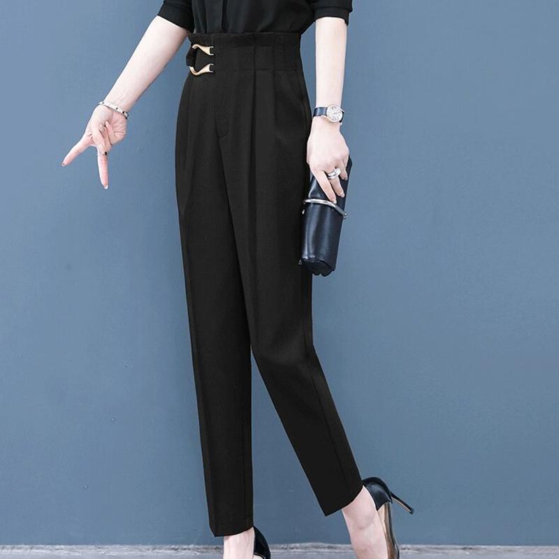 WTEMPO Office High Waist Suit Pants Solid Color  Casual Elegant Daily Women's