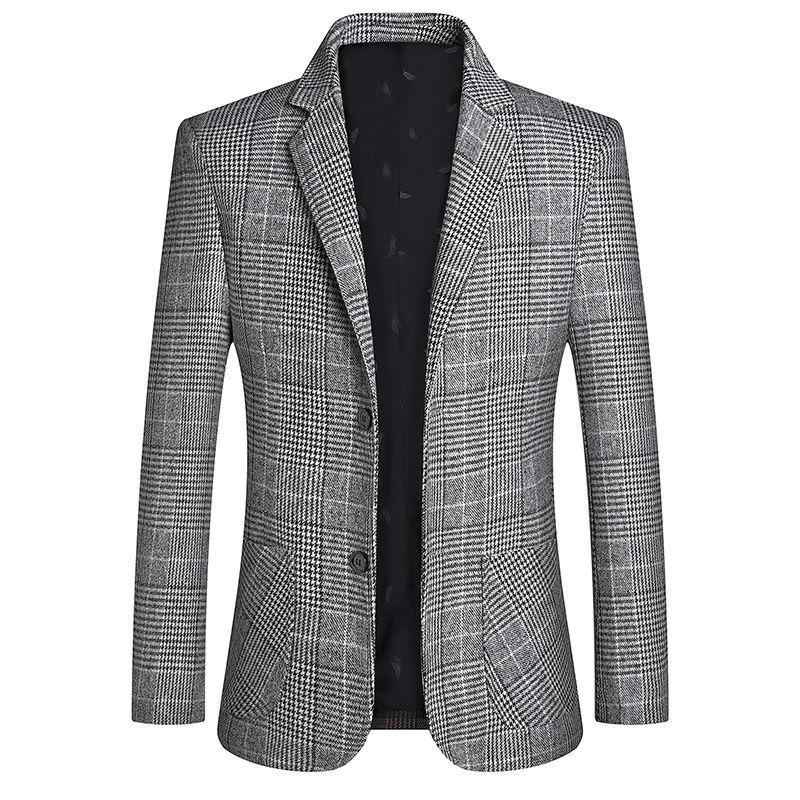 Middle-aged Men's Wool Stand Collar Jacket Autumn and Winter Fashion Handsome Gentleman Dress Jacket