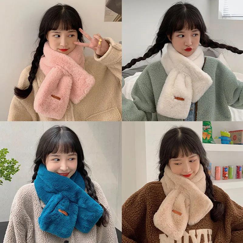 Fur Scarves Fall Winter Warm Scarf Solid Beige Pink Lady Shawls Scarfs