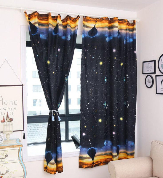 School Dormitory Bedroom Curtain Blackout Cloth Kindergarten Cartoon Blackout Curtain Rental Room Curtain Perforated Curtain (1 Piece)