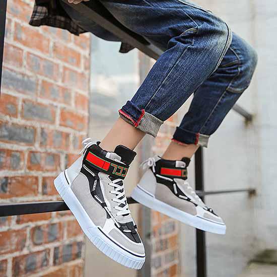 Plus Size 39-44 Summer Men High-top Canvas Sneakers Breathable Basketball Shoes Non-slip Running Shoes Outdoor Travel Shoes