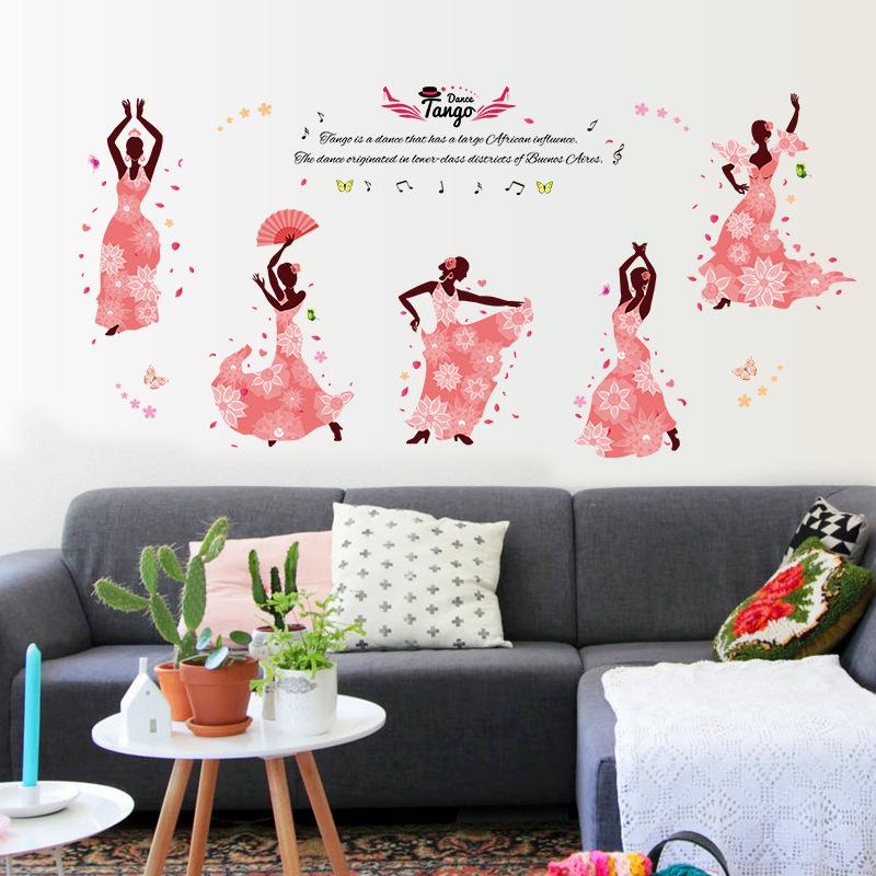 Dancing girl wall stickers children room kindergarten living room sofa TV background decoration