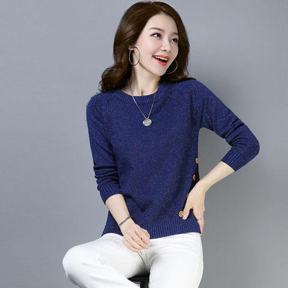 Autumn and Winter Loose Short Sweater Pullover Is Thin Knit Bottoming Shirt All-match Casual Women's Top