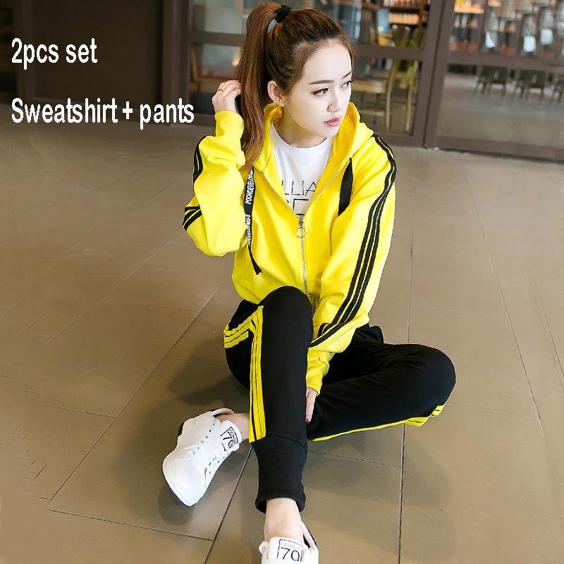 Set Large Size Spring and Autumn Women's 2pcs Set Wild Long-sleeved Casual Sweatshirt