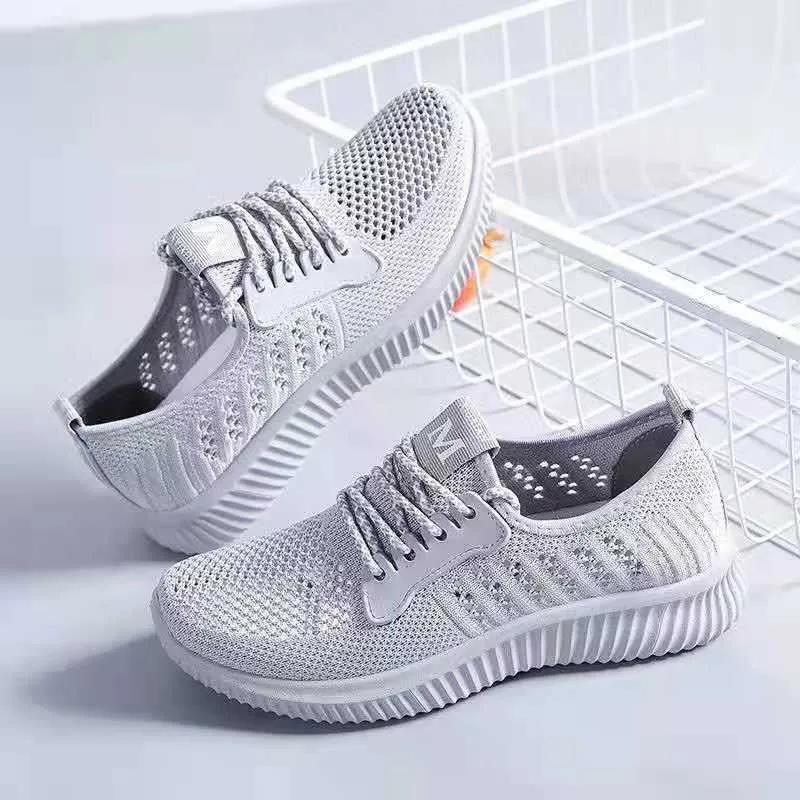 Women's Sports Shoes Summer Versatile Breathable Mesh Casual Shoes Autumn Soft Bottom Non Slip Solid Color Mother's Shoes