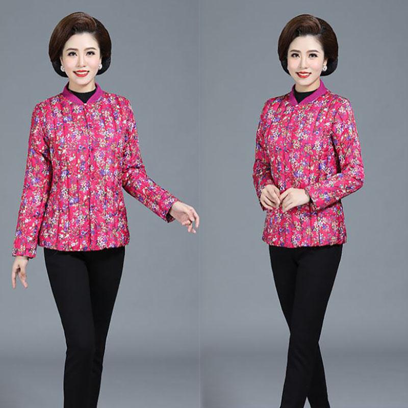 Winter Down Jacket Women's Short Warm Jacket Chinese Style Printed Lightweight Down Jacket