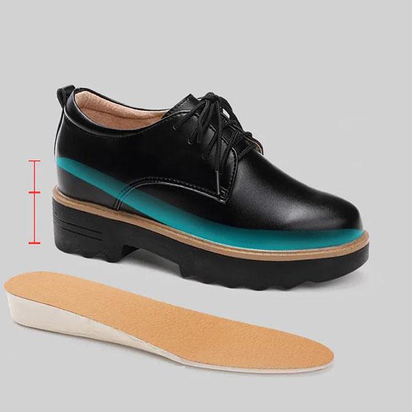 Spring and Autumn Inner Heightening Women's Shoes Thick Soled Slope Heel Shoes Versatile Working Solid Color Small Leather Shoes