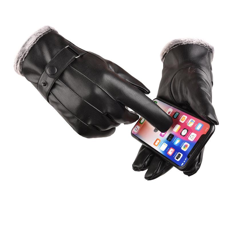 Winter Warm Leather gloves Thick gloves Man fashion gloves Plush Cotton gloves Windproof gloves