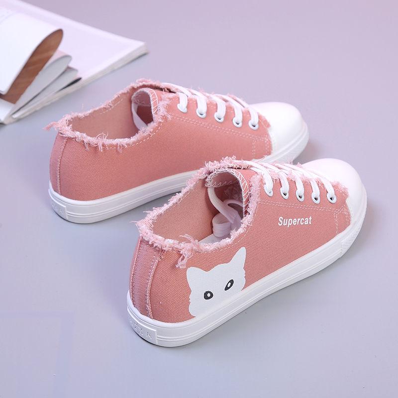 Summer student lazy shoes flat bottom shoes casual canvas shoes small white shoes