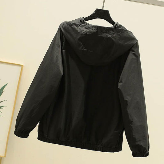 Spring and Autumn Windbreaker Hooded Jacket Loose Casual Short Style All-match Jacket Women