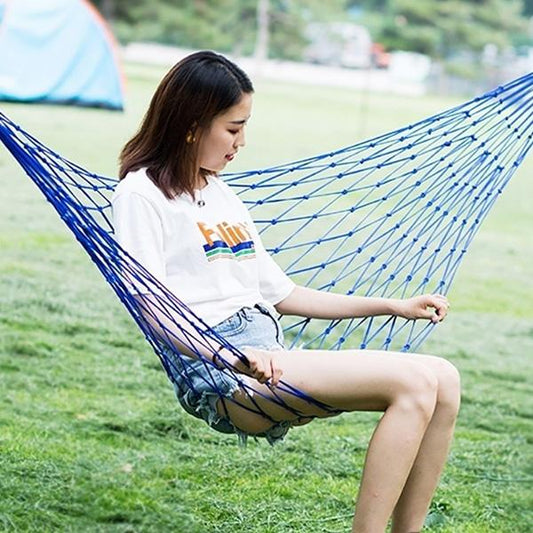 Outdoor Mesh Rope Hammock Adult Leisure Breathable Swing Camping Indoor Hanging Chair Cotton Thread Bold Mesh Pocket Rocking Chair