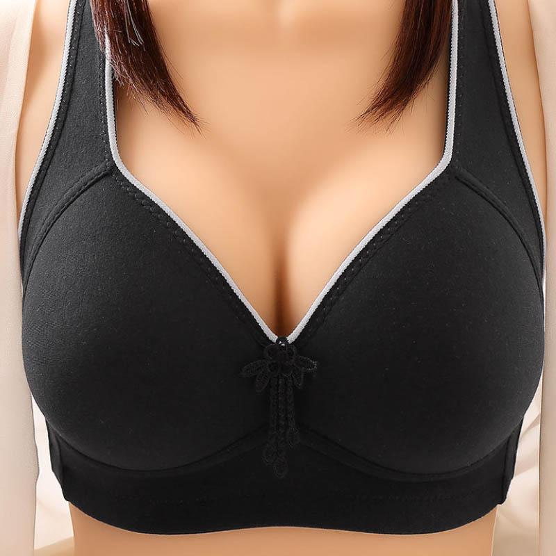 Ladies Large Size Gathering Thin Anti-sagging Underwear Simple Glossy Sweat-absorbing Breathable No Steel Ring Bra