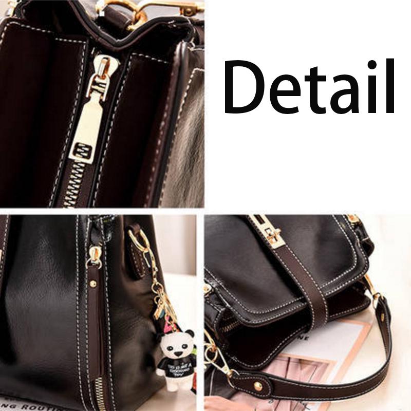 Crossbody Bag Women Red Leather Buckle Pendant Waterproof Large Capacity Shoulder Bags Handbag