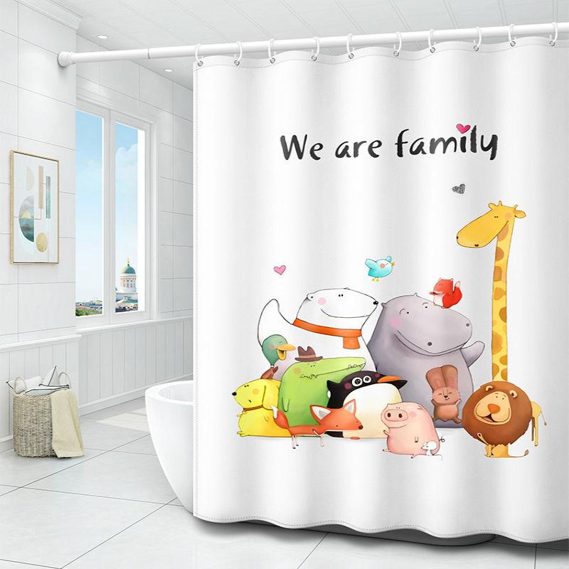 Bathroom Shower Curtain Free Perforated Waterproof and Mildew-proof Partition Curtain Bathroom Thickened Water Retaining Curtain