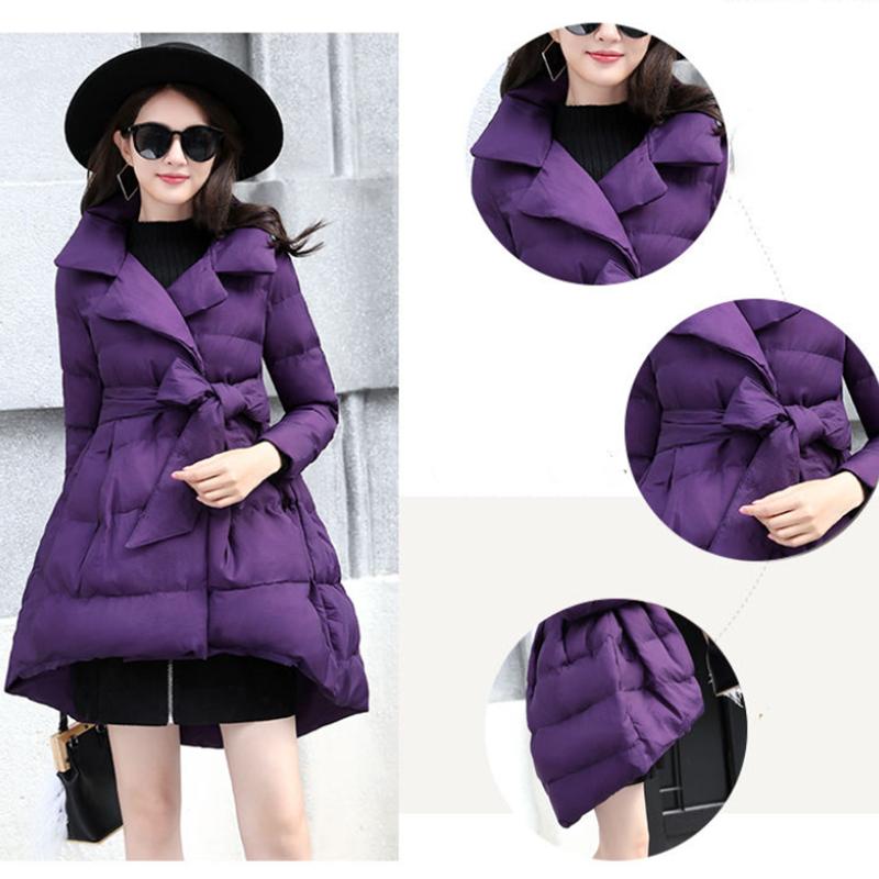 Women's Solid Color Down Jacket Mid-length Down Jacket Winter Korean Style Loose Coat Warm Stand-collar Down Jacket