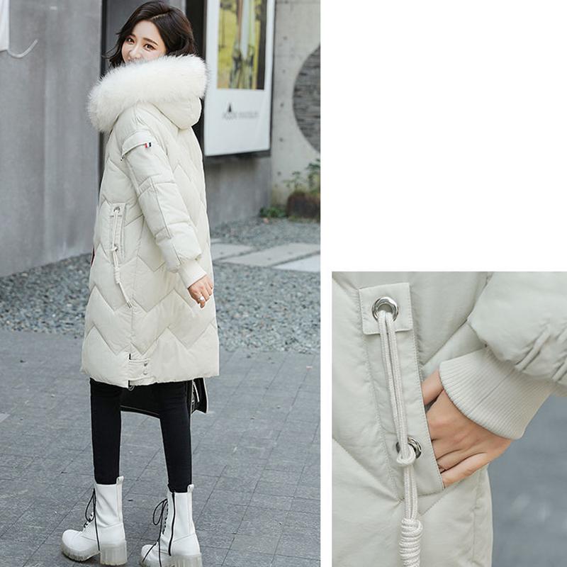 Women's Mid-length Down Jacket Winter Korean Loose Cotton Clothes Casual Hooded Padded Jacket Quilted Jacket