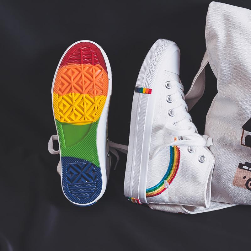 Rainbow Gay Pride Shoes - LGBTQA Pride Sneakers - Women High Top Sneakers - Vulcanized Shoes - Equality Canvas Shoes - Canvas Hightop Shoes