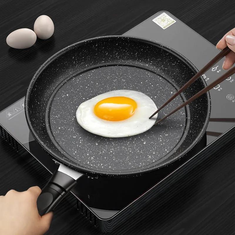 Maifan Stone Frying Pan Non-stick Pan Household Frying Pan Without Oily Fume Pancake Pan Induction Cooker Pan with Cover