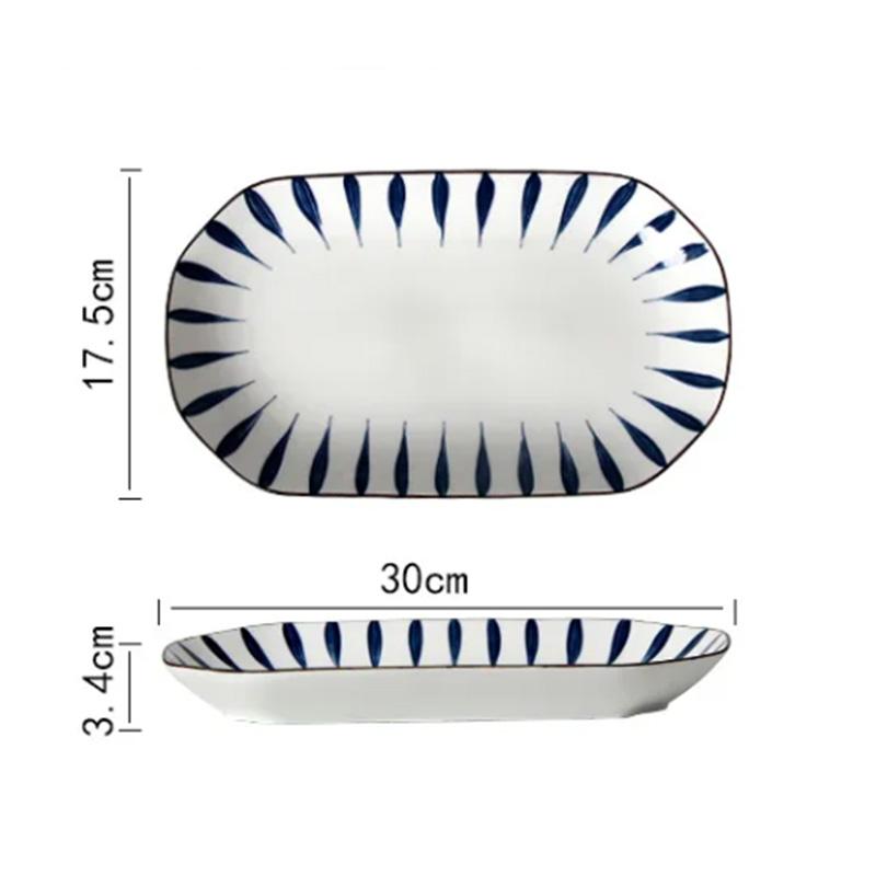 Ceramic Fish Plate  Japanese-style Underglaze Color Tableware Creative Plate  Steamed Fish Grilled Fish Plate Home