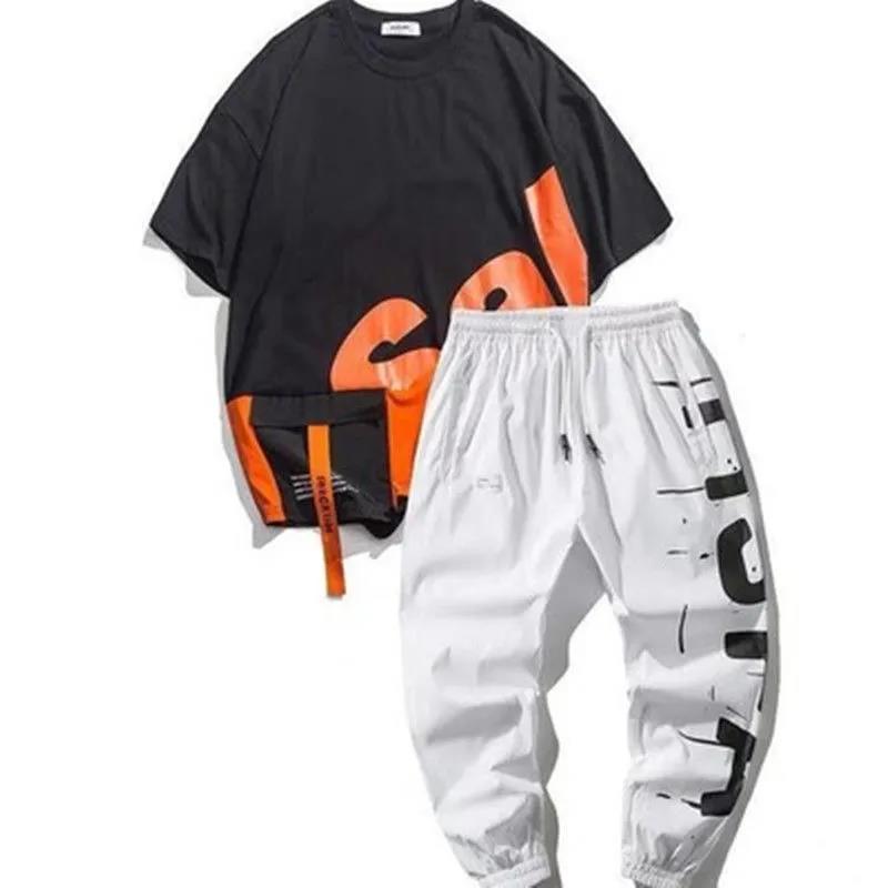 Boys Tide Brand Summer Short-sleeved T-shirt Shorts Trend Hip-hop Hip-hop Ins Student Class Suit Suit