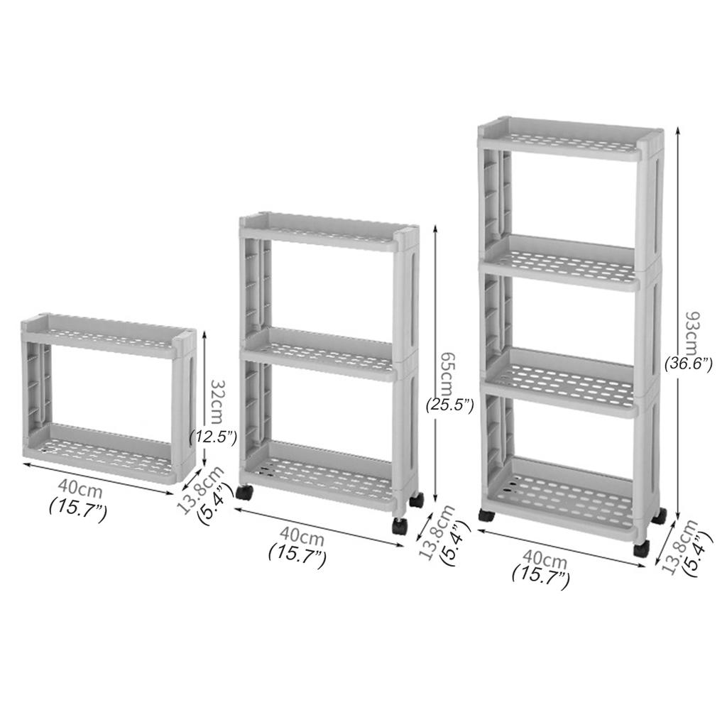 4 Layer Kitchen Storage Rack Fridge Side Shelf Removable with Wheels Bathroom Organizer Holder