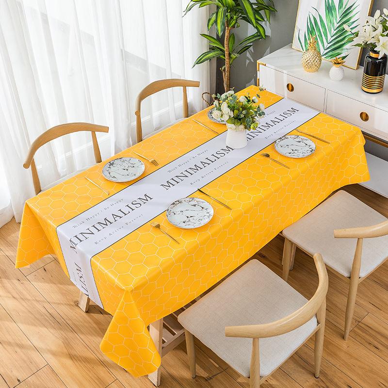 Tablecloth Waterproof Oil-proof Wash-free and Anti-scald Rectangular Table Tea Table Cloth Desk Mat PVC Rectangular Home Table Mat