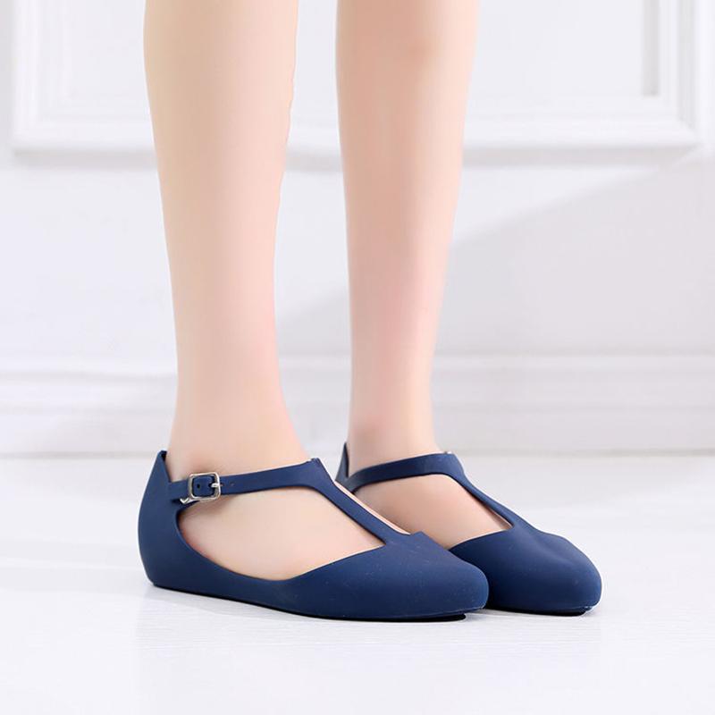 Women's Plastic Flat-bottomed Pointed Toe Closed Toe Fashion Shallow Mouth Frosted Summer and Autumn Soft Sandals Single Shoes