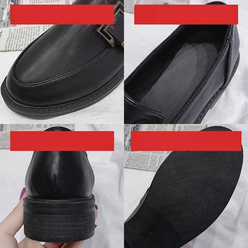 Black Small Leather Shoes Women Spring and Autumn Korean Wild Loafers Lazy Shoes Single Shoes Casual Shoes