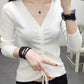 All-match Autumn and Winter V-neck Woolen Sweater Slim Slimming Long-sleeved Knitted Bottoming Shirt Top Pullover Sweater Women