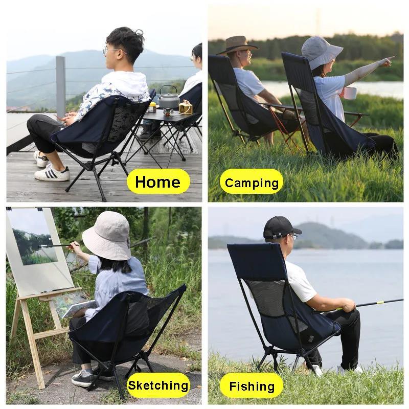 Portable Folding Chair with Backrest Outdoor Fishing Chair Camping Stool