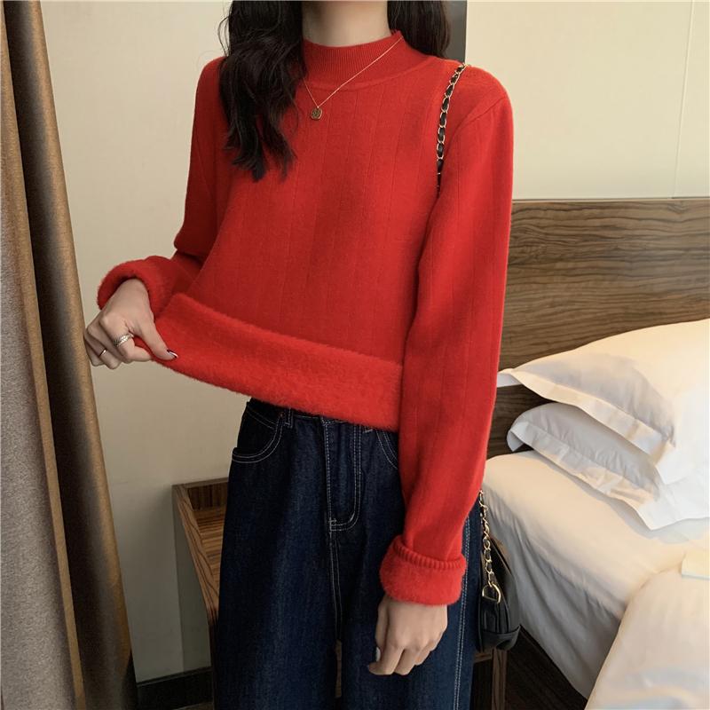 Winter Sweater Turtleneck Thick Fleece Warm Pullover Sweater Women White Long Sleeve Plus Size Loose Casual Knitted Jumper Fall Women Fashion Sweater