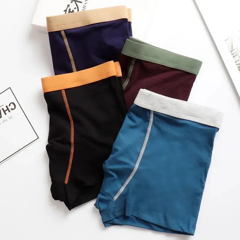 4-pack of Pure Cotton Antibacterial Men's Underwear Boxer Comfortable Breathable Boxer High-end Plus Size Briefs Men's Shorts