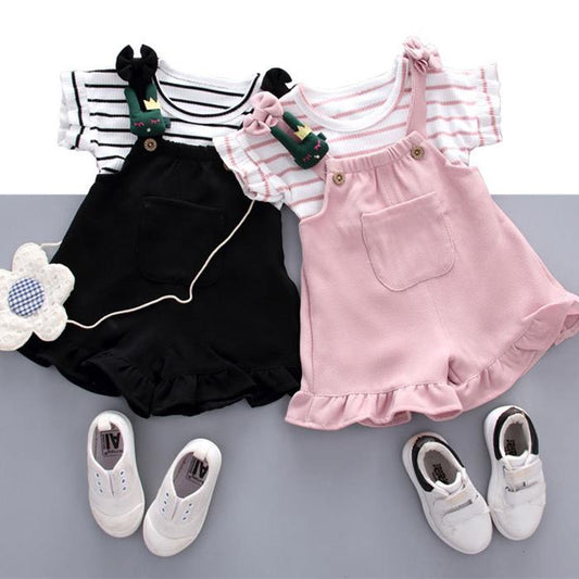 Girls' Summer Wear Korean Girls' Two Piece Set of Children's Clothing Short Sleeve Suit 0-1-2-3 Years Old Children's Clothing