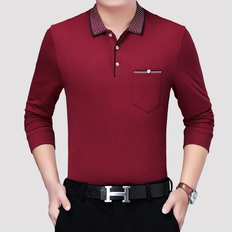 Autumn Long-sleeved POLO Shirt Middle-aged Men's Lapel Business Shirt Thin Dad Outfit