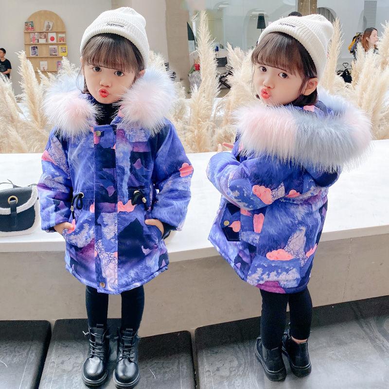 Girls Add Velvet and Thicken Warmth To Overcome Winter Mid-length Windproof Jacket