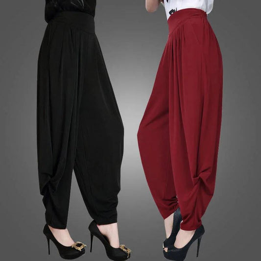 WTEMPO Harem Pants Women's Spring and Summer High Waist Casual Loose Wide-leg Pants Plus Size Bloomers