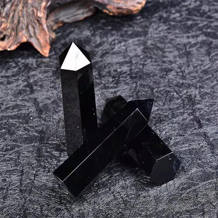 Natural Obsidian Tower, Obsidian Obelisk, Crystal Mineral Wand Point, Healing, Energy Column