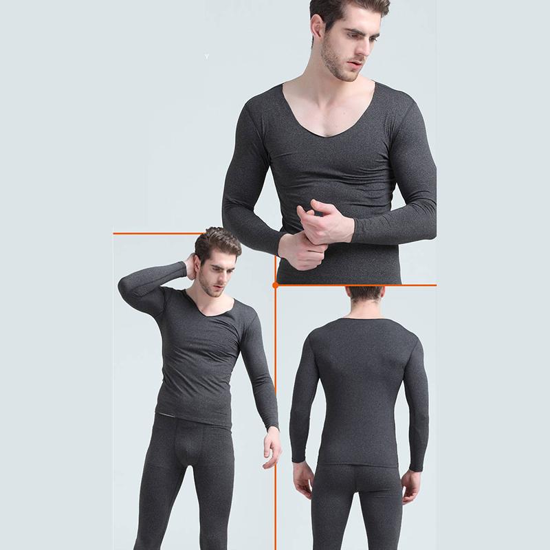 Men Winter Thermal Underwear V-neck Male  Autumn Clothes Tight Suit Thicken Windproof Comfortable Soft Lining Long Sleeve High Elasticity Slim